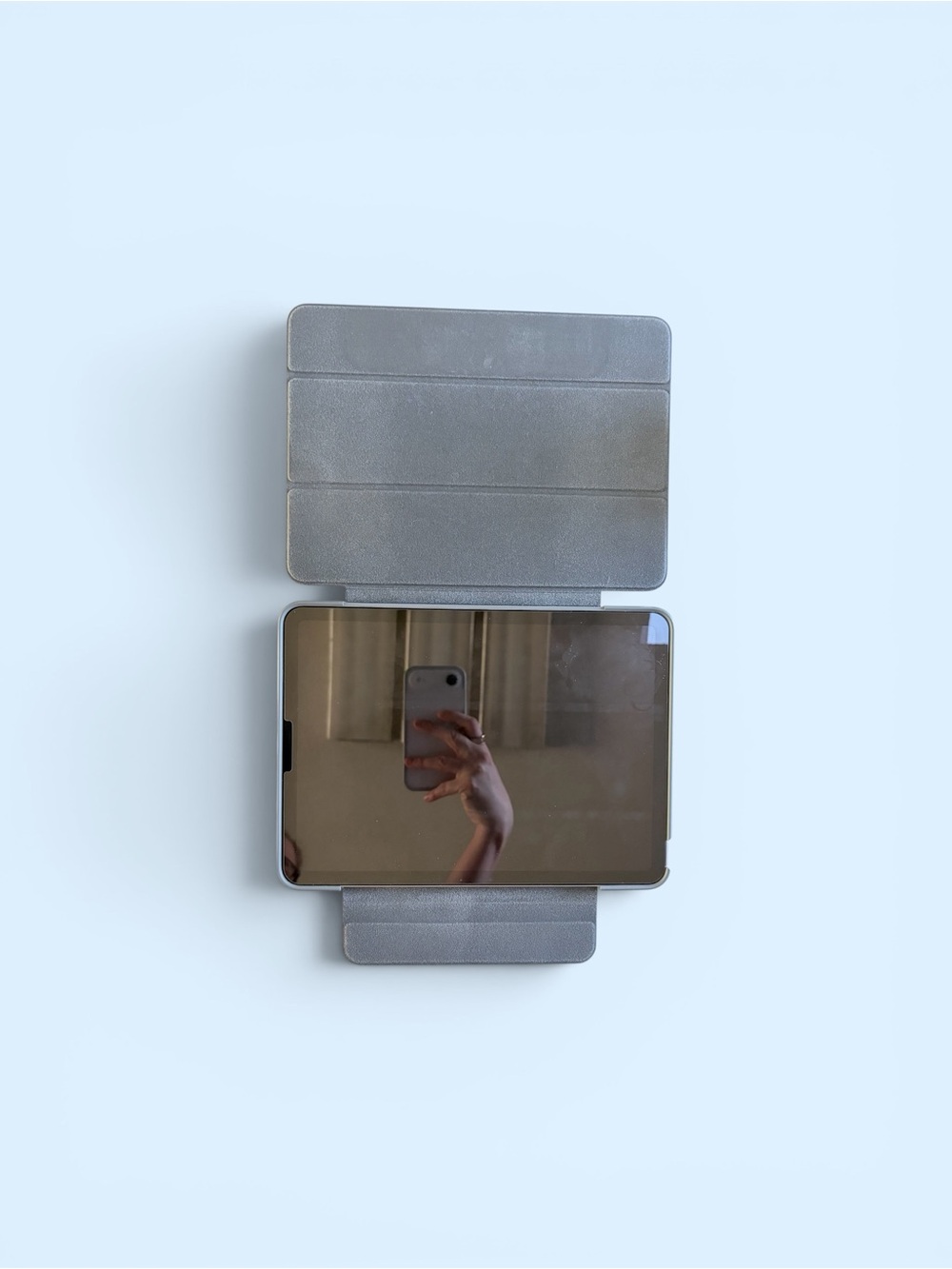 Apple Tablet with Gray Foldable Smart Cover